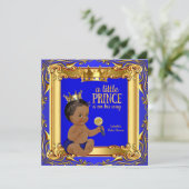 Gold Blue Royal Prince Baby shower Ethnic Kaart (Staand voorkant)