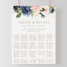 Gold Blue Roze alfabetische bruiloft Poster