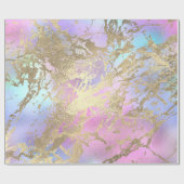 Gold Blue roze ombre Marble Pastel Metallic Stroke Cadeaupapier (Vlak)
