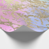 Gold Blue roze ombre Marble Pastel Metallic Stroke Cadeaupapier (Hoek)