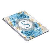 Gold Blue Rozen Monogram Diamonds Luxe Notitieboek (Rechterzijde)