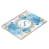 Gold Blue Rozen Monogram Diamonds Luxe Notitieboek (Linkerzijde)