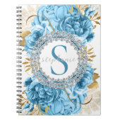 Gold Blue Rozen Monogram Diamonds Luxe Notitieboek (Voorkant)