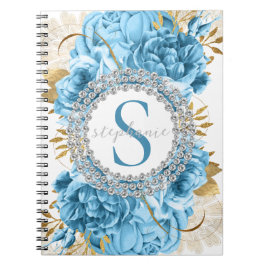 Gold Blue Rozen Monogram Diamonds Luxe Notitieboek