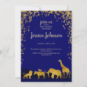 Gold & Blue Safari Baby shower Uitnodiging (Voorkant)
