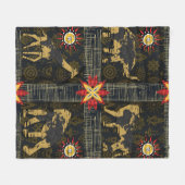 Gold Blue Safari Wereldkaart Afrikaanse dieren Fleece Deken (Voorkant (Horizontaal))