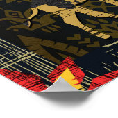 Gold Blue Safari Wereldkaart Afrikaanse dieren Poster (Hoek)