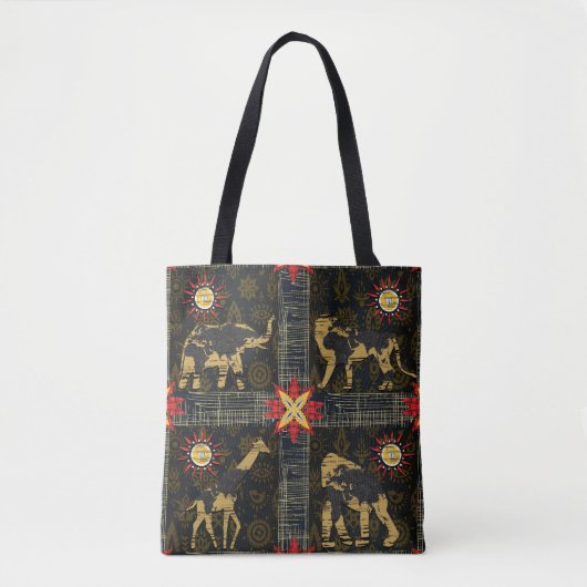 Gold Blue Safari Wereldkaart Afrikaanse dieren Tote Bag (Voorkant)