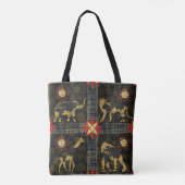 Gold Blue Safari Wereldkaart Afrikaanse dieren Tote Bag (Achterkant)