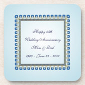 Gold Blue Sapphire 45th Wedding Jubileum Bier Onderzetter (Voorkant)