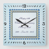 Gold Blue Sapphire 45th Wedding Jubileum Vierkante Klok (Voorkant)