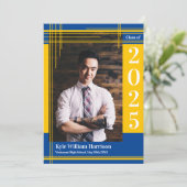 Gold Blue School Colour Afstuderen Foto geplakt Kaart (Staand voorkant)