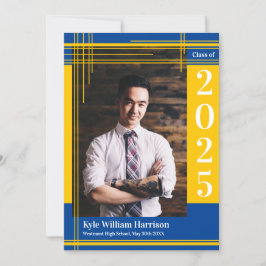 Gold Blue School Colour Afstuderen Foto geplakt Kaart