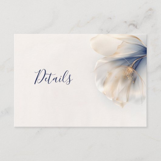 Gold Blue Smoky Dreamy Flower Wedding Informatiekaartje (Voorkant)