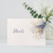 Gold Blue Smoky Dreamy Flower Wedding Informatiekaartje (Staand voorkant)