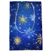 Gold Blue Snowflakes kerstmis Medium Cadeauzakje (Voorkant)