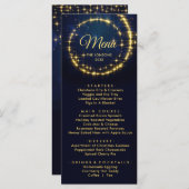 Gold Blue Sparkle Kerstvakantie diner Menu (Voorkant / Achterkant)