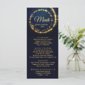 Gold Blue Sparkle Kerstvakantie diner Menu (Staand voorkant)