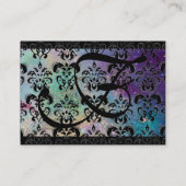 GOLD BLUE SPARKLING DAMASKMONOGRAM, groene fuchsie Visitekaartje (Achterkant)