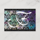 GOLD BLUE SPARKLING DAMASKMONOGRAM, groene fuchsie Visitekaartje (Achterkant)