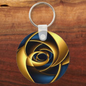 gold blue spiral abstract vortex pattern luxury ge sleutelhanger (Achterkant)