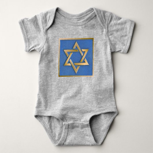 Gold Blue Star van David Art Panel Baby Bodysuit (Voorkant)