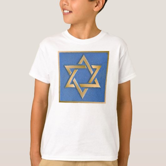 Gold Blue Star van David Art Panel T-Shirt (Voorkant)