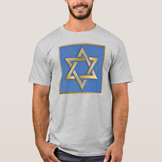 Gold Blue Star van David Art Panel T-Shirt (Voorkant)