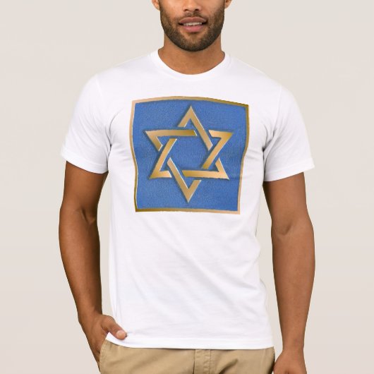 Gold Blue Star van David Art Panel T-Shirt (Voorkant)