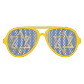 Gold Blue Star van David Art Panels Aviator Zonnebril (Voorkant)