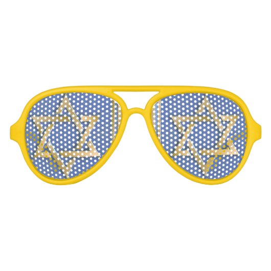 Gold Blue Star van David Art Panels Aviator Zonnebril (Voorkant)