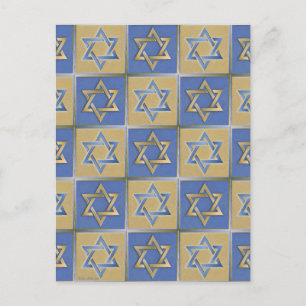 Gold Blue Star van David Art Panels Briefkaart