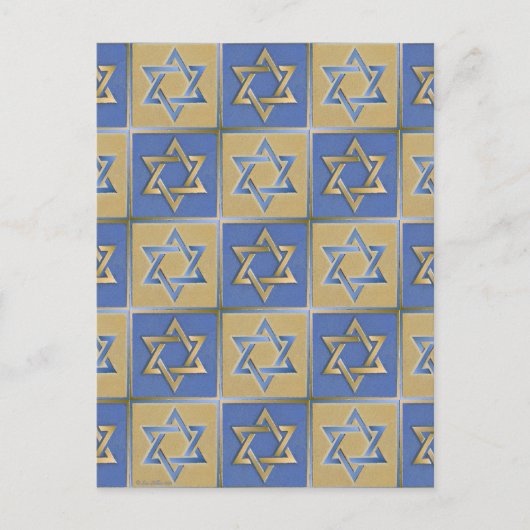 Gold Blue Star van David Art Panels Briefkaart (Voorkant)