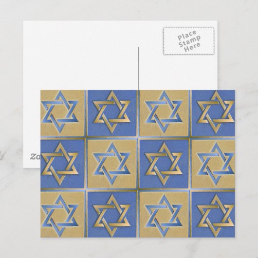 Gold Blue Star van David Art Panels Briefkaart (Voorkant / Achterkant)