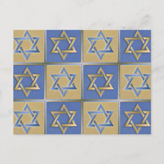 Gold Blue Star van David Art Panels Briefkaart (Voorkant)