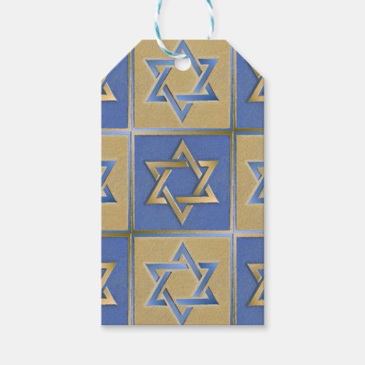 Gold Blue Star van David Art Panels Cadeaulabel (Voorkant)