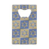 Gold Blue Star van David Art Panels Creditkaart Flessenopener (Voorkant)
