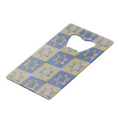 Gold Blue Star van David Art Panels Creditkaart Flessenopener (Voorkant Gekanteld)