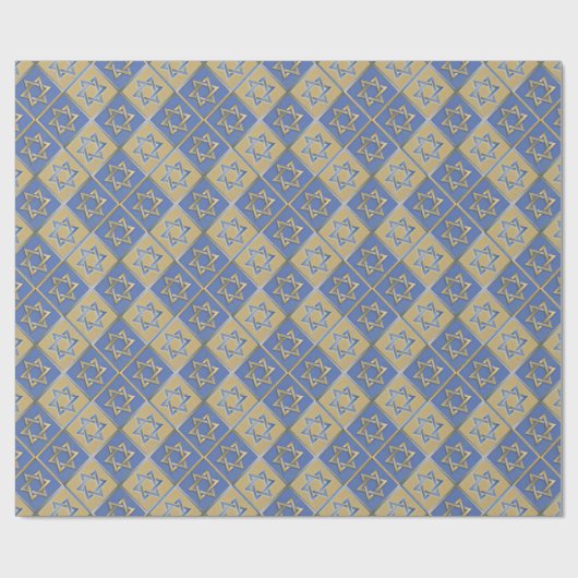Gold Blue Star van David Art Panels die papier ver (Vlak)