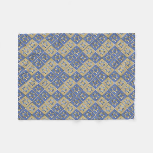 Gold Blue Star van David Art Panels Fleece Deken (Voorkant (Horizontaal))