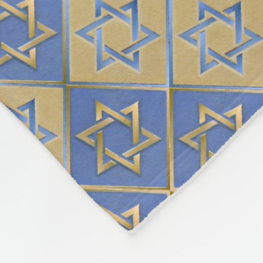 Gold Blue Star van David Art Panels Fleece Deken (Hoek)