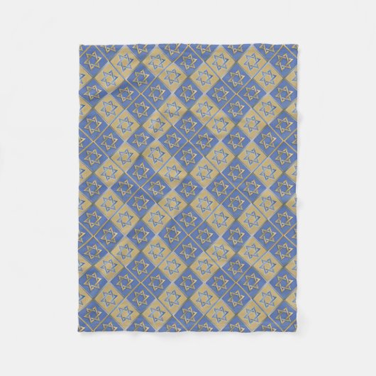 Gold Blue Star van David Art Panels Fleece Deken (Voorkant)