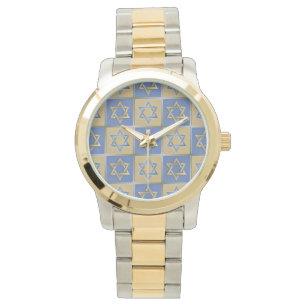 Gold Blue Star van David Art Panels Horloge