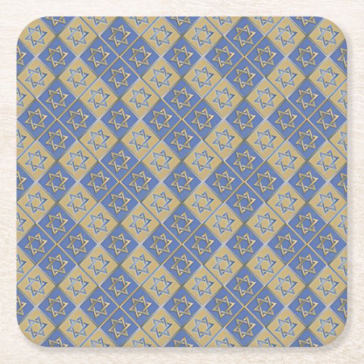 Gold Blue Star van David Art Panels Kartonnen Onderzetters (Voorkant)