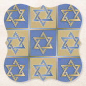 Gold Blue Star van David Art Panels Kartonnen Onderzetters (Voorkant)