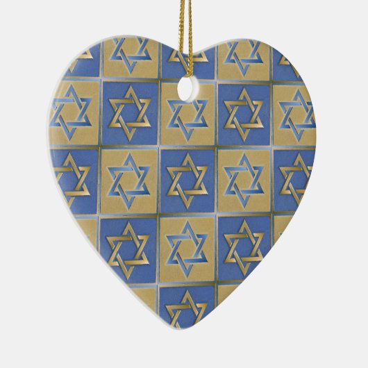 Gold Blue Star van David Art Panels Keramisch Ornament (Rechts)
