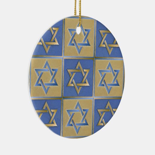 Gold Blue Star van David Art Panels Keramisch Ornament (Rechts)