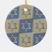Gold Blue Star van David Art Panels Keramisch Ornament (Voorkant)