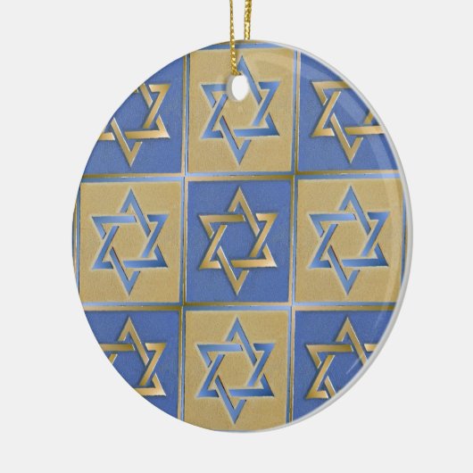 Gold Blue Star van David Art Panels Keramisch Ornament (Links)