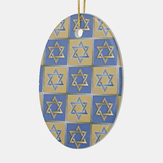 Gold Blue Star van David Art Panels Keramisch Ornament (Links)